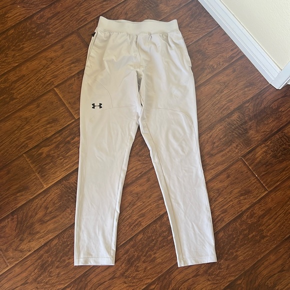 Under Armour ice gray/ silver tone stretchy pants - Picture 1 of 3